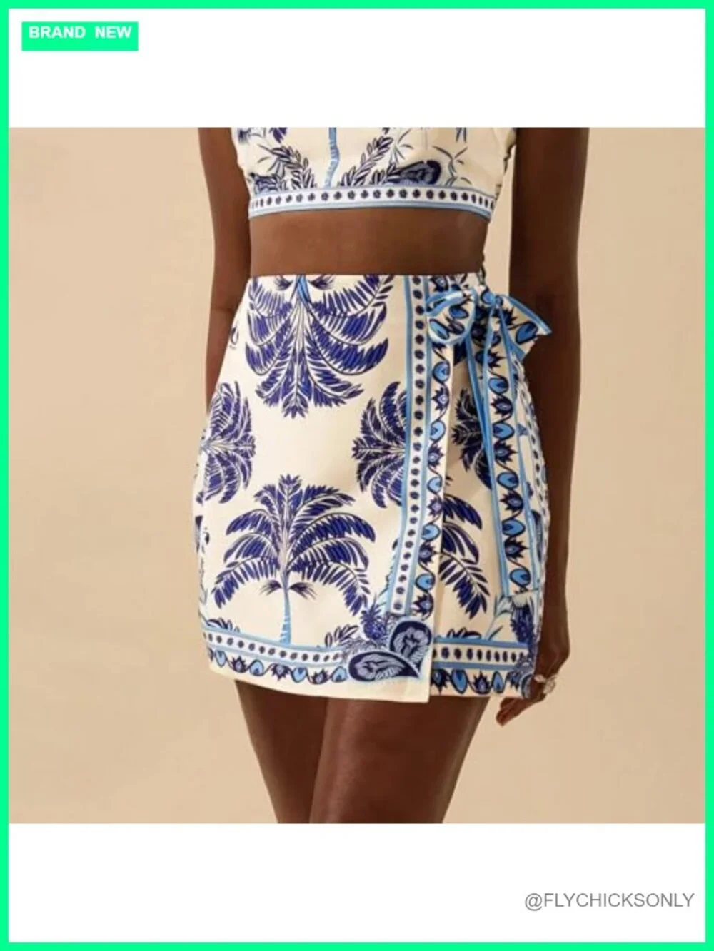 Boho Floral Wrap Mini Skirt High Waist A-Line Summer Beach Short Skirt